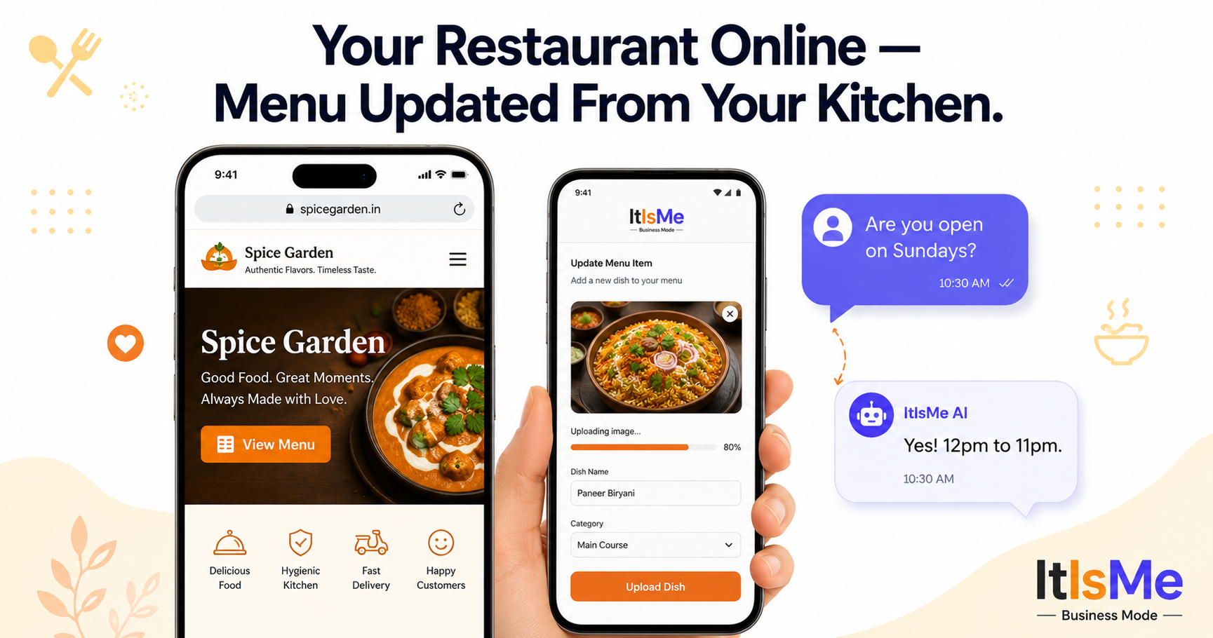 Free Website for Restaurants and Food Businesses | ItIsMe